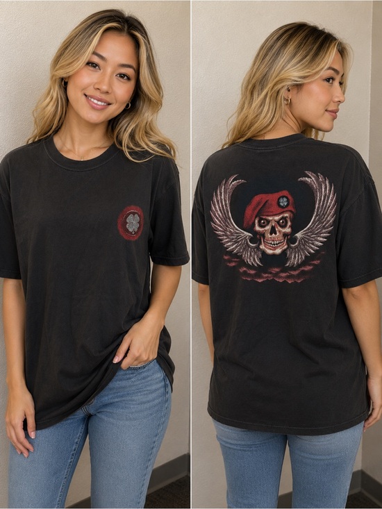 Lucky Brand Other - Lucky Brand Skull Wings Graphic Tee Black Large Biker Gothic USA Cotton Shirt